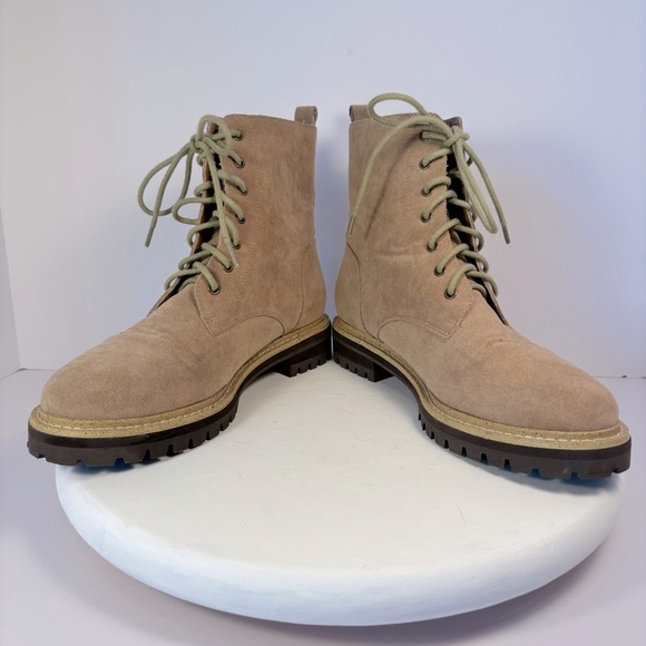 Faux Suede Lave up Combat Boot Sz 7.5 Steampunk Boho Grunge Punk - Picture 1 of 7